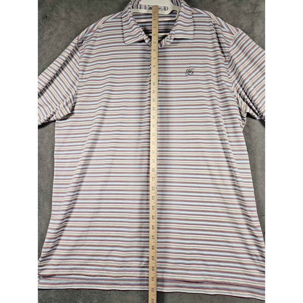 Peter‎ Millar Crown Sport Polo Mens XL Blue Red Stripe Performance Golf Shirt - Picture 8 of 10